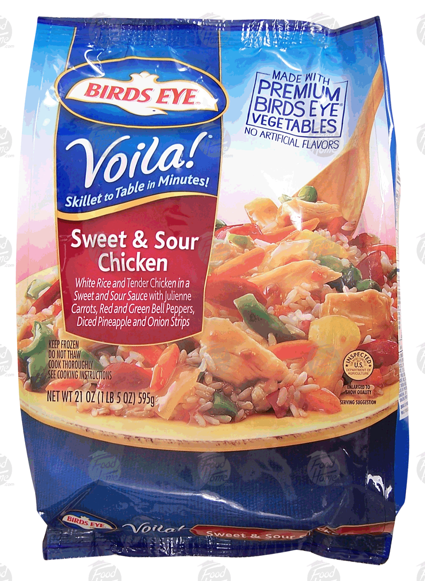 Birds Eye Voila! sweet & sour chicken; white rice w/ carrots, red & green bell peppers, diced pineapple, and onion Full-Size Picture